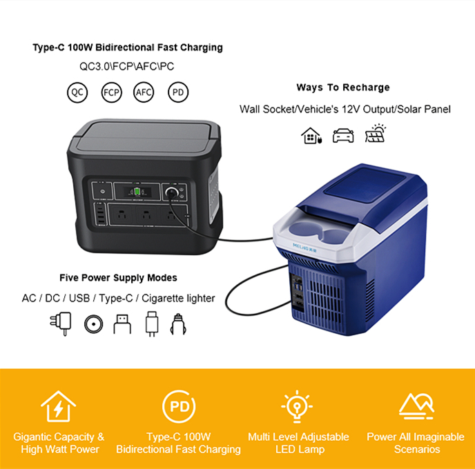 1000W Rechargeable Solar Generator Para sa Mobile Charging