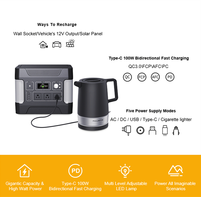 1000W Deep Cycle Solar Generator Para sa Mobile Charging