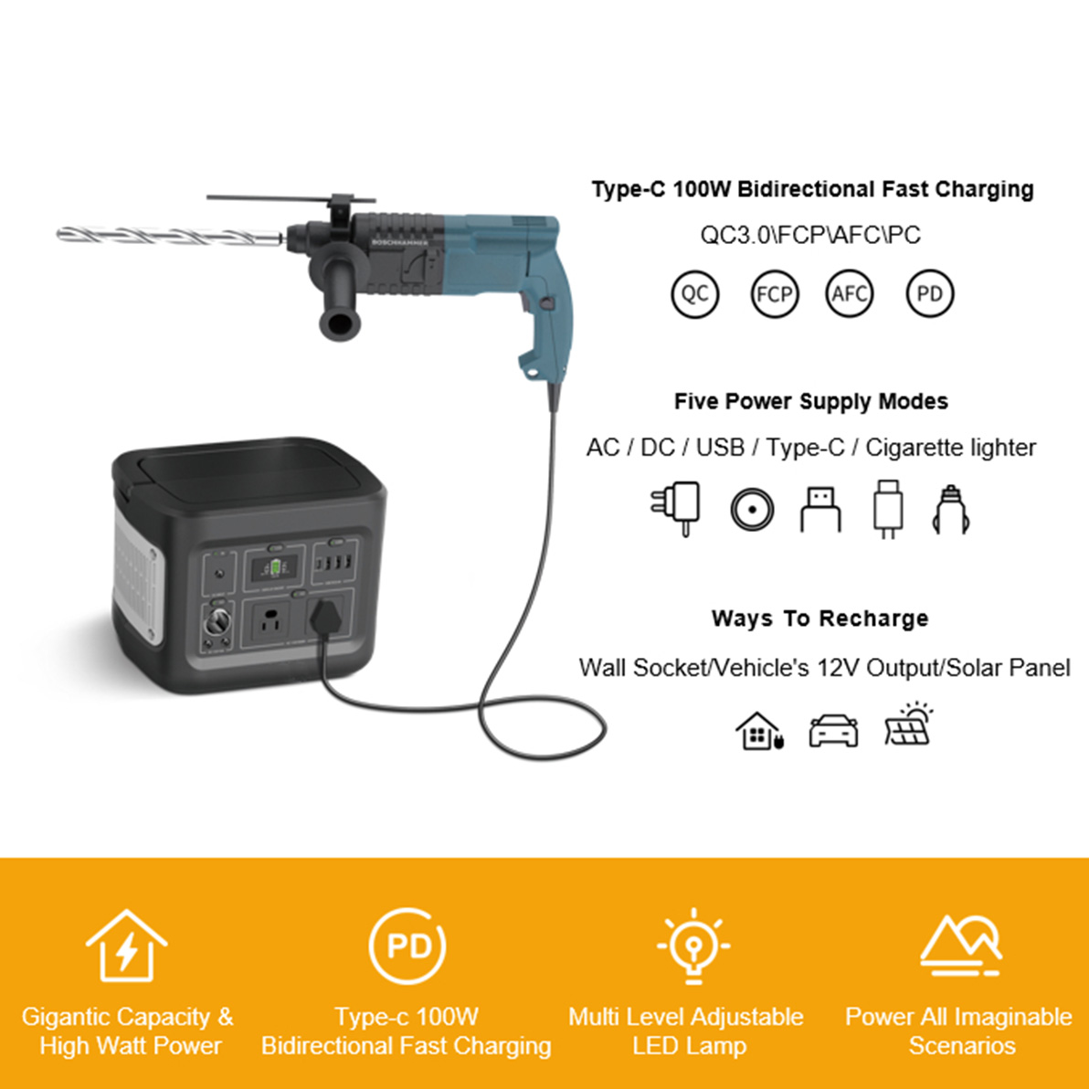 400W Libreng Pagpapanatili ng Solar Generator Para sa Pagcha-charge